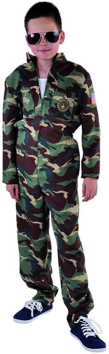 Leger & Oorlog Kostuum | Luchtmacht Amerika Straaljager Piloot Kind Kostuum | Maat 116 | Carnaval kostuum | Verkleedkleding